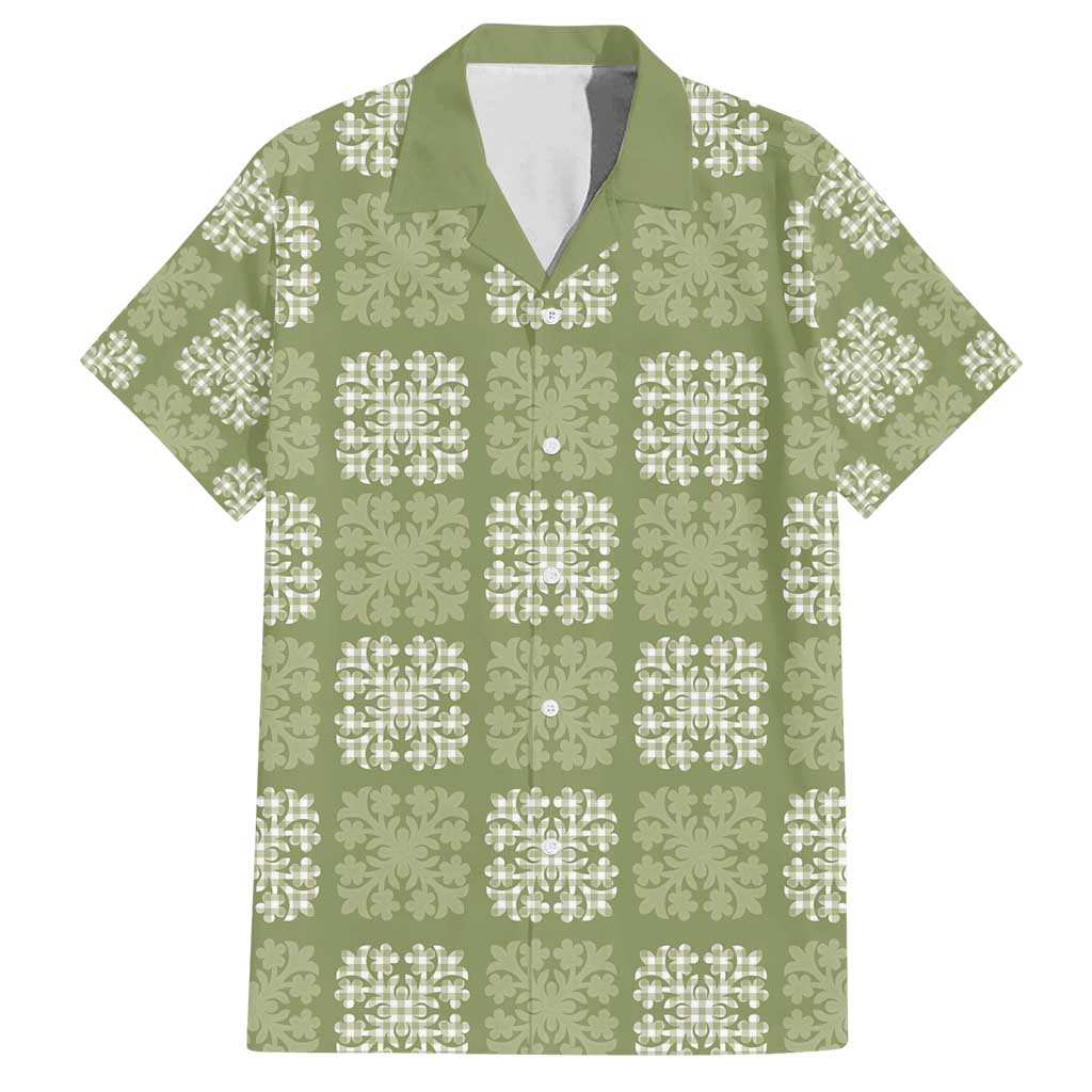 Vesuvian Green Palaka Quilt Hawaii Family Matching Puletasi and Hawaiian Shirt Traditional Hawaii-plaid Pattern - Polynesian Pride
