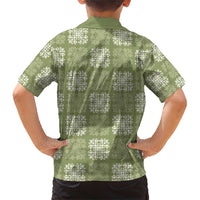 Vesuvian Green Palaka Quilt Hawaii Family Matching Short Sleeve Bodycon Dress and Hawaiian Shirt Traditional Hawaii-plaid Pattern - Polynesian Pride