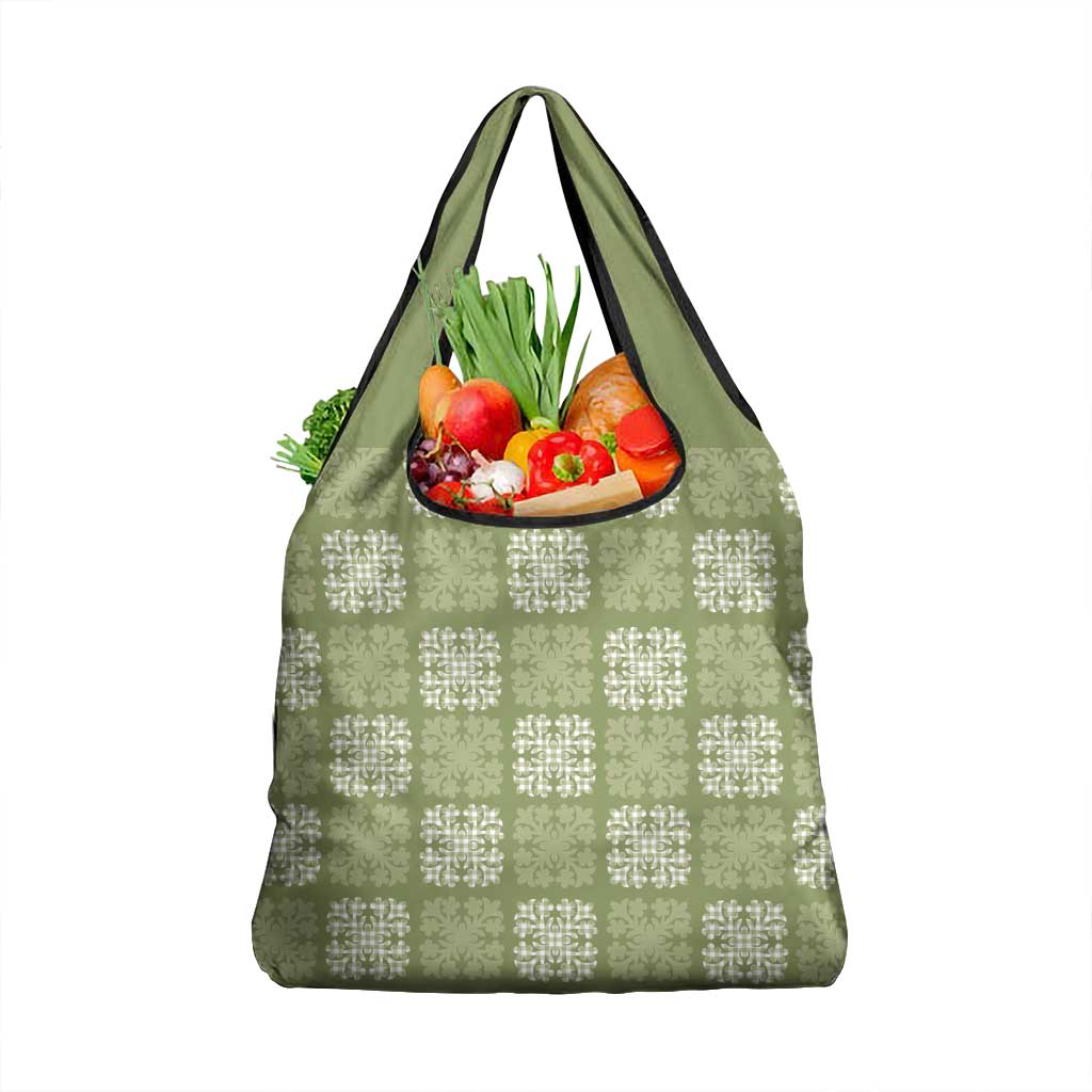 Vesuvian Green Palaka Quilt Hawaii Grocery Bag Traditional Hawaii-plaid Pattern - Polynesian Pride