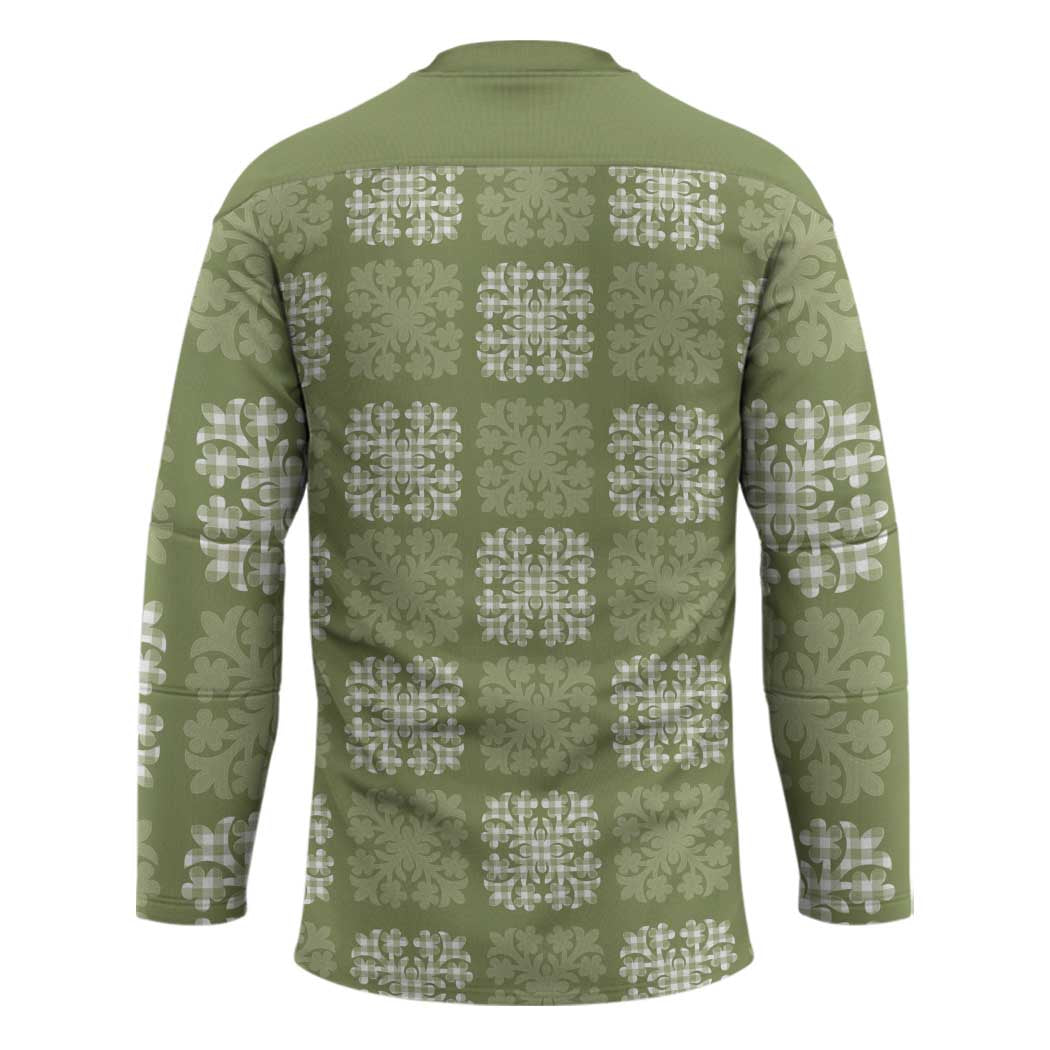 Vesuvian Green Palaka Quilt Hawaii Hockey Jersey Traditional Hawaii-plaid Pattern - Polynesian Pride