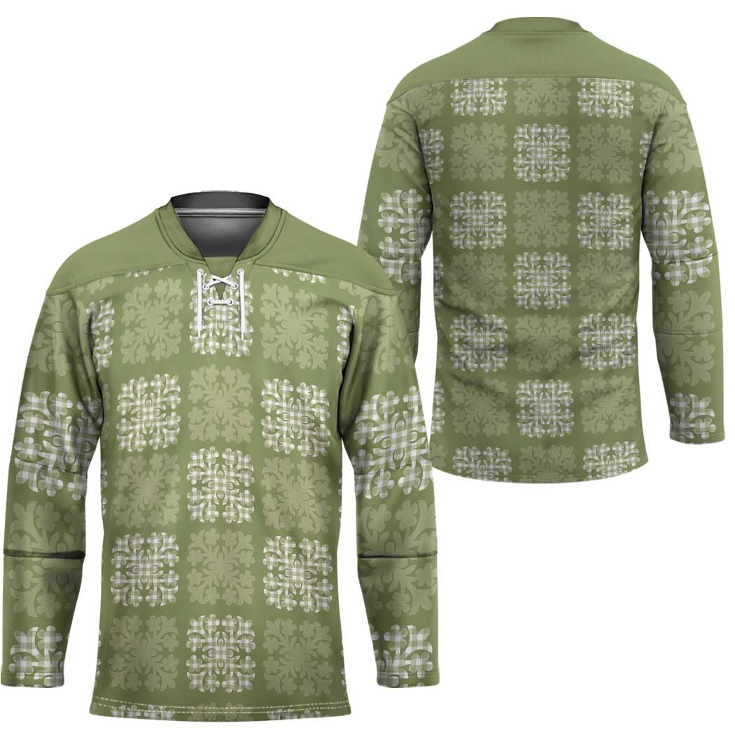 Vesuvian Green Palaka Quilt Hawaii Hockey Jersey Traditional Hawaii-plaid Pattern - Polynesian Pride