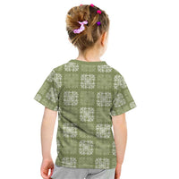 Vesuvian Green Palaka Quilt Hawaii Kid T Shirt Traditional Hawaii-plaid Pattern - Polynesian Pride