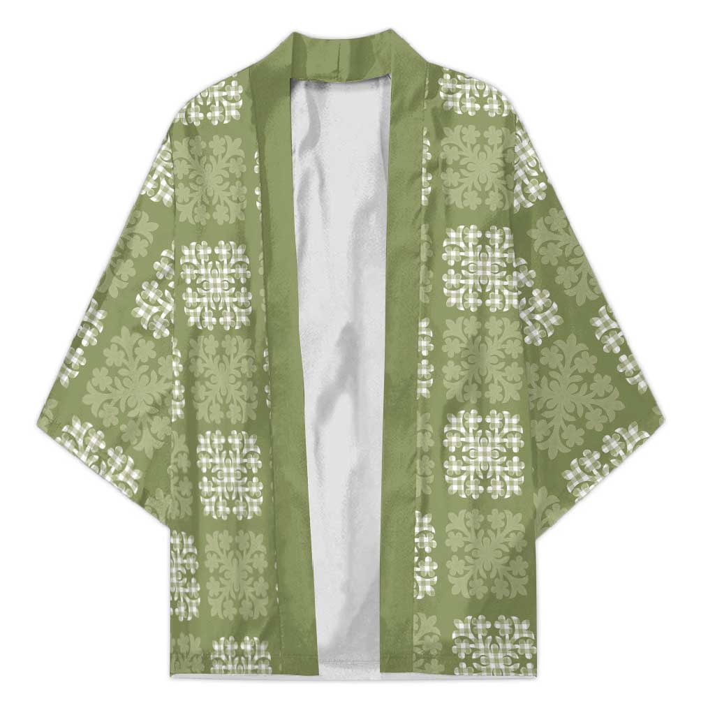 Vesuvian Green Palaka Quilt Hawaii Kimono Traditional Hawaii-plaid Pattern - Polynesian Pride