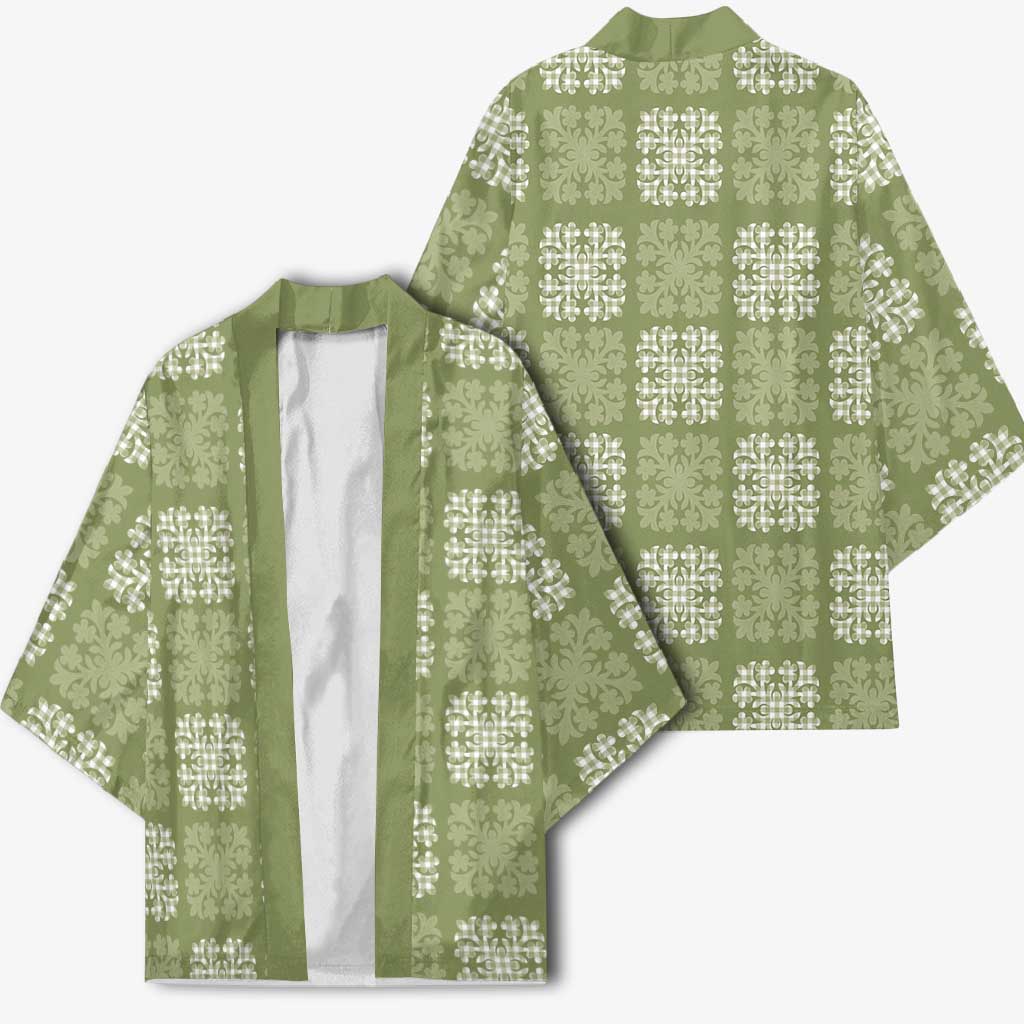 Vesuvian Green Palaka Quilt Hawaii Kimono Traditional Hawaii-plaid Pattern - Polynesian Pride