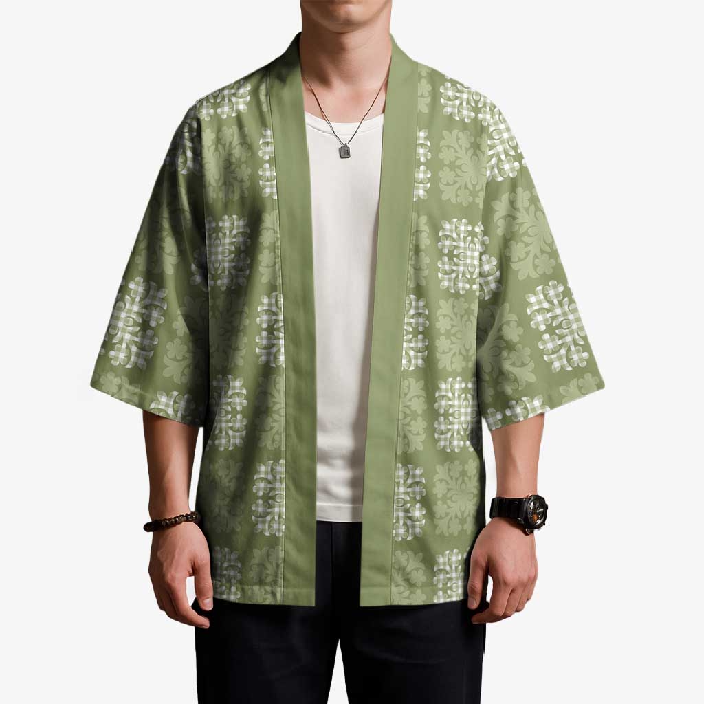 Vesuvian Green Palaka Quilt Hawaii Kimono Traditional Hawaii-plaid Pattern - Polynesian Pride