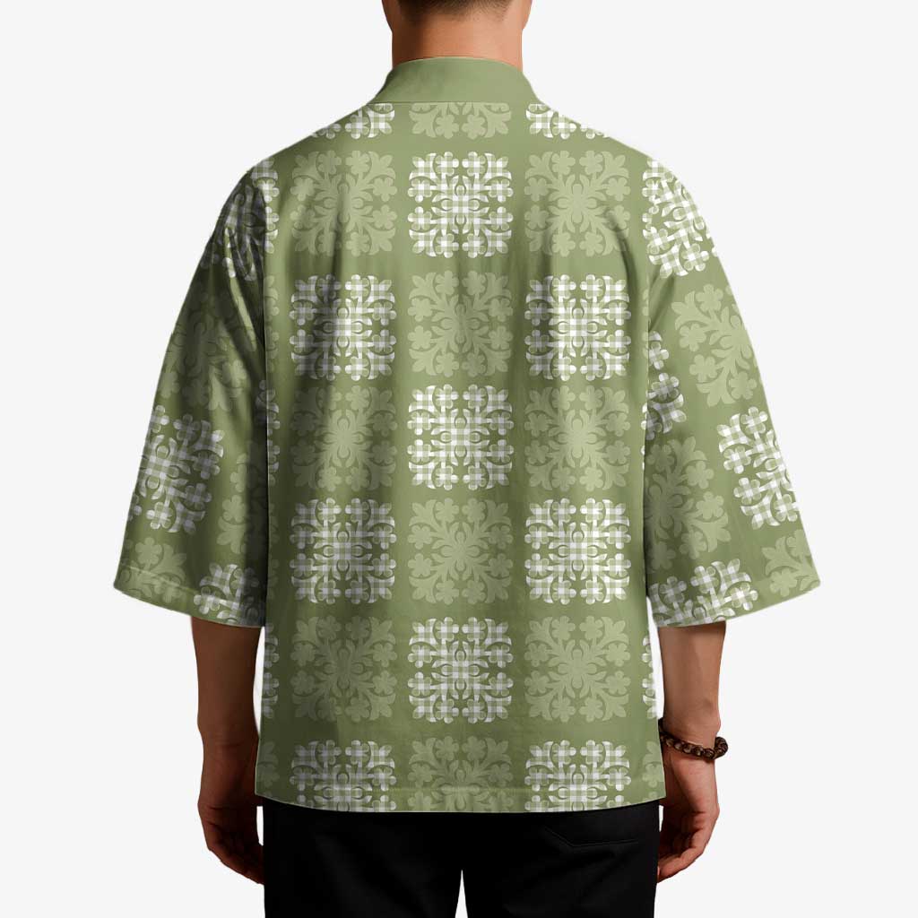 Vesuvian Green Palaka Quilt Hawaii Kimono Traditional Hawaii-plaid Pattern - Polynesian Pride