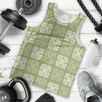 Vesuvian Green Palaka Quilt Hawaii Men Tank Top Traditional Hawaii-plaid Pattern - Polynesian Pride