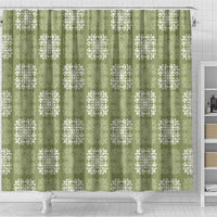 Vesuvian Green Palaka Quilt Hawaii Shower Curtain Traditional Hawaii-plaid Pattern - Polynesian Pride