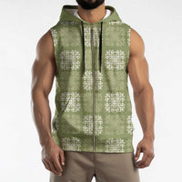 Vesuvian Green Palaka Quilt Hawaii Sleeveless Zip Hoodie Traditional Hawaii-plaid Pattern - Polynesian Pride