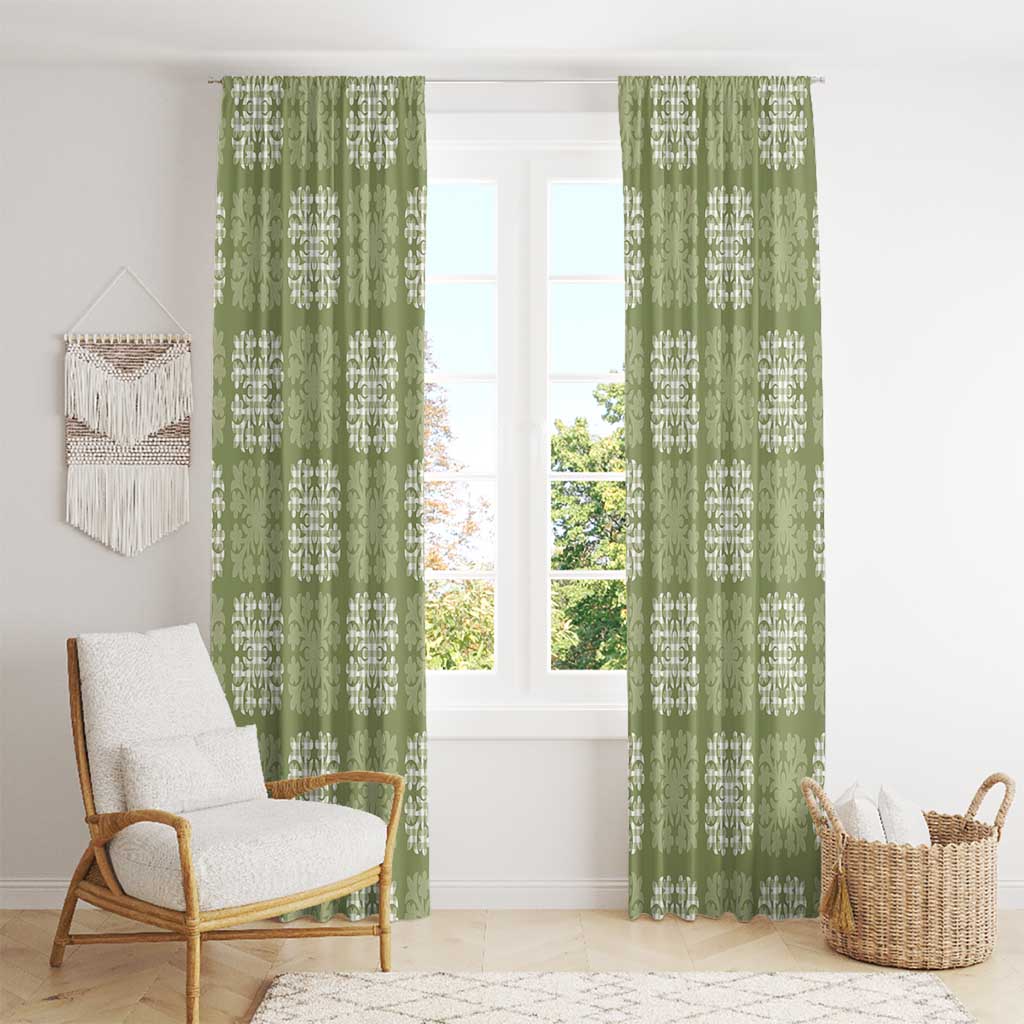 Vesuvian Green Palaka Quilt Hawaii Window Curtain Traditional Hawaii-plaid Pattern - Polynesian Pride