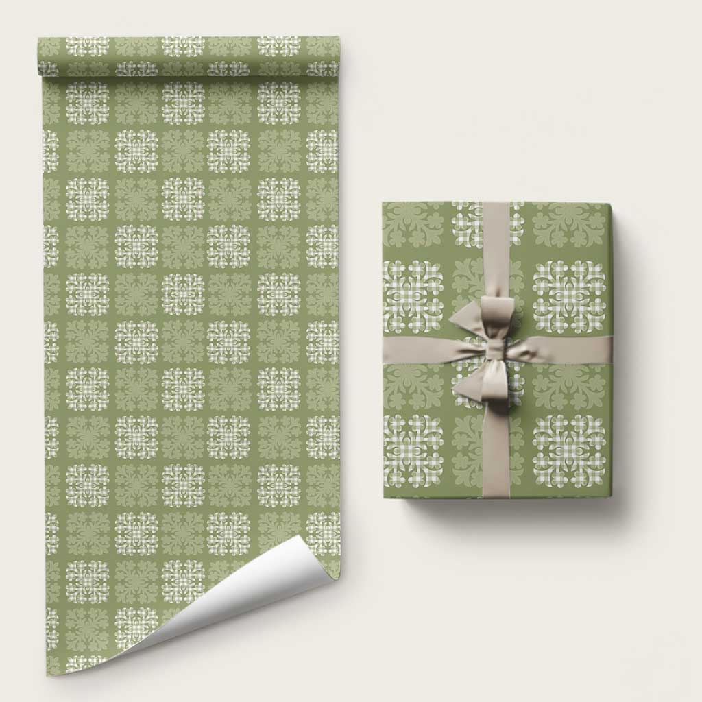 Vesuvian Green Palaka Quilt Hawaii Wrapping Paper Traditional Hawaii-plaid Pattern LT14 58" × 23" Vesuvian Green - Polynesian Pride
