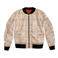 Beige Palaka Quilt Hawaii Bomber Jacket Traditional Hawaii-plaid Pattern - Polynesian Pride