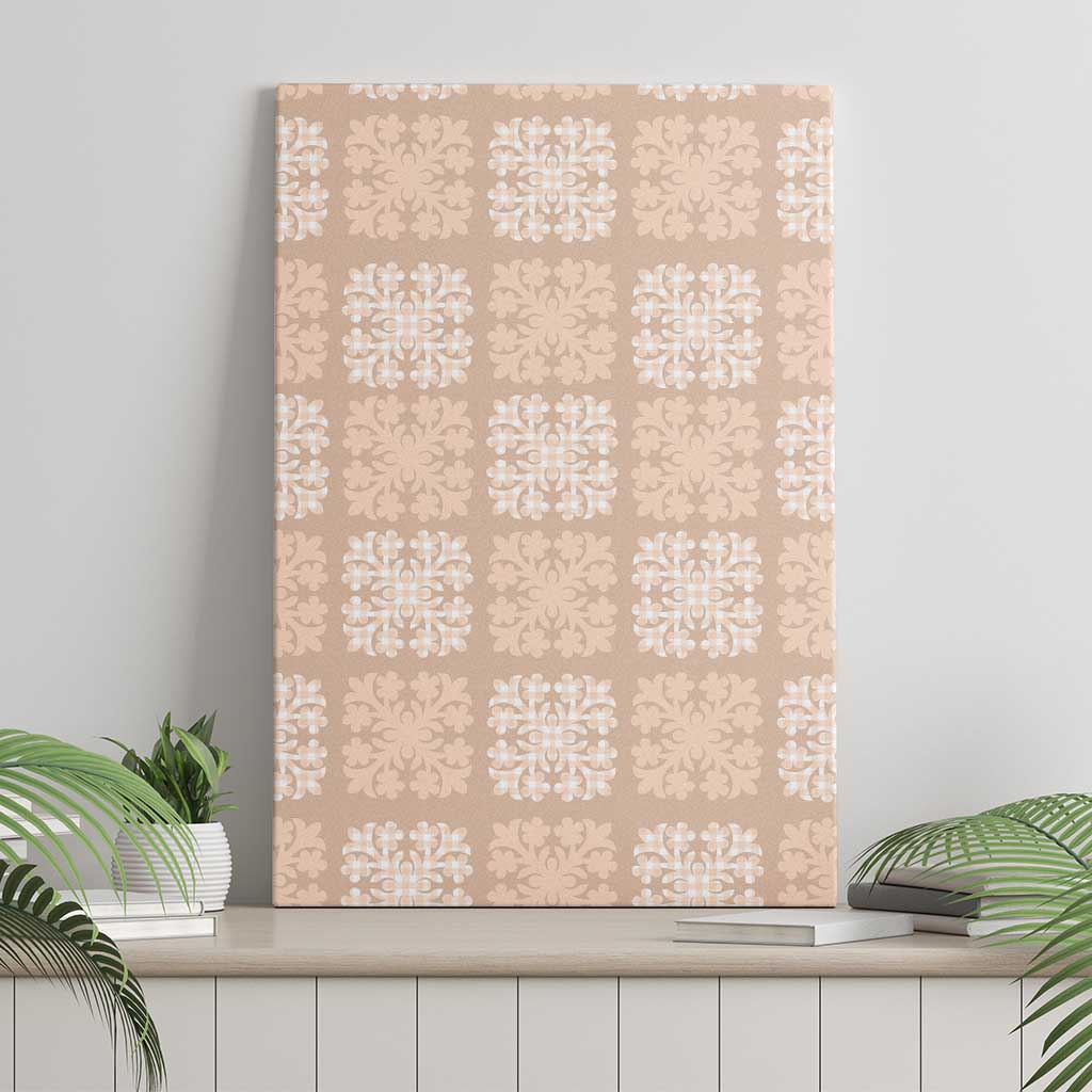 Beige Palaka Quilt Hawaii Canvas Wall Art Traditional Hawaii-plaid Pattern - Polynesian Pride