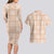 Beige Palaka Quilt Hawaii Couples Matching Long Sleeve Bodycon Dress and Hawaiian Shirt Traditional Hawaii-plaid Pattern - Polynesian Pride