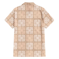 Beige Palaka Quilt Hawaii Family Matching Off Shoulder Maxi Dress and Hawaiian Shirt Traditional Hawaii-plaid Pattern - Polynesian Pride