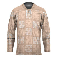 Beige Palaka Quilt Hawaii Hockey Jersey Traditional Hawaii-plaid Pattern - Polynesian Pride