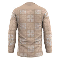 Beige Palaka Quilt Hawaii Hockey Jersey Traditional Hawaii-plaid Pattern - Polynesian Pride