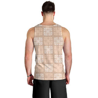 Beige Palaka Quilt Hawaii Men Tank Top Traditional Hawaii-plaid Pattern - Polynesian Pride