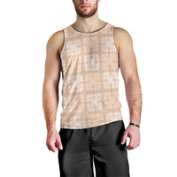 Beige Palaka Quilt Hawaii Men Tank Top Traditional Hawaii-plaid Pattern - Polynesian Pride