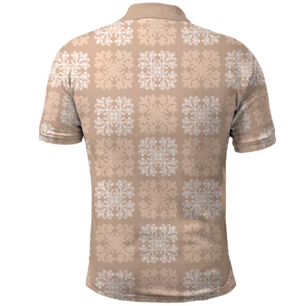 Beige Palaka Quilt Hawaii Polo Shirt Traditional Hawaii-plaid Pattern - Polynesian Pride