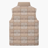 Beige Palaka Quilt Hawaii Sleeveless Puffer Jacket Traditional Hawaii-plaid Pattern - Polynesian Pride