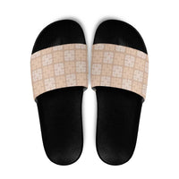 Beige Palaka Quilt Hawaii Slide Sandals Traditional Hawaii-plaid Pattern - Polynesian Pride