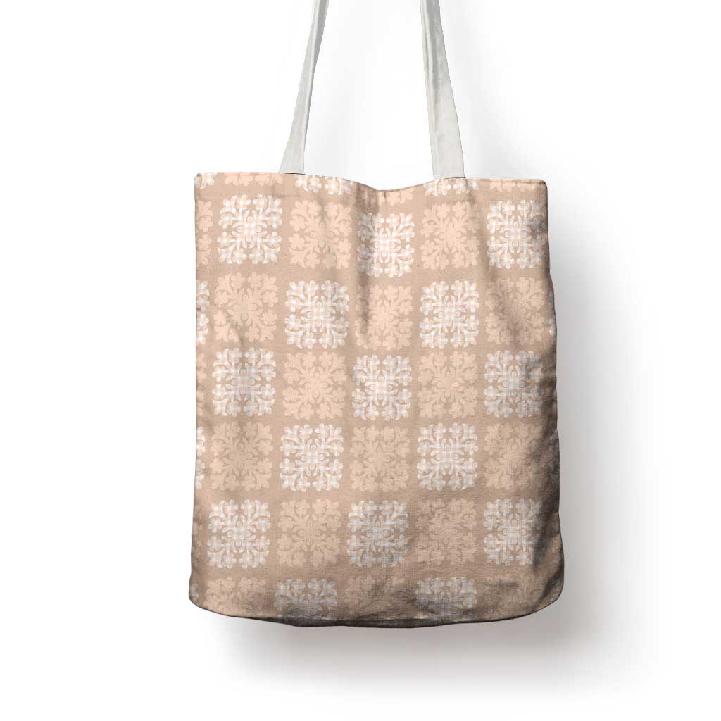Beige Palaka Quilt Hawaii Tote Bag Traditional Hawaii-plaid Pattern - Polynesian Pride