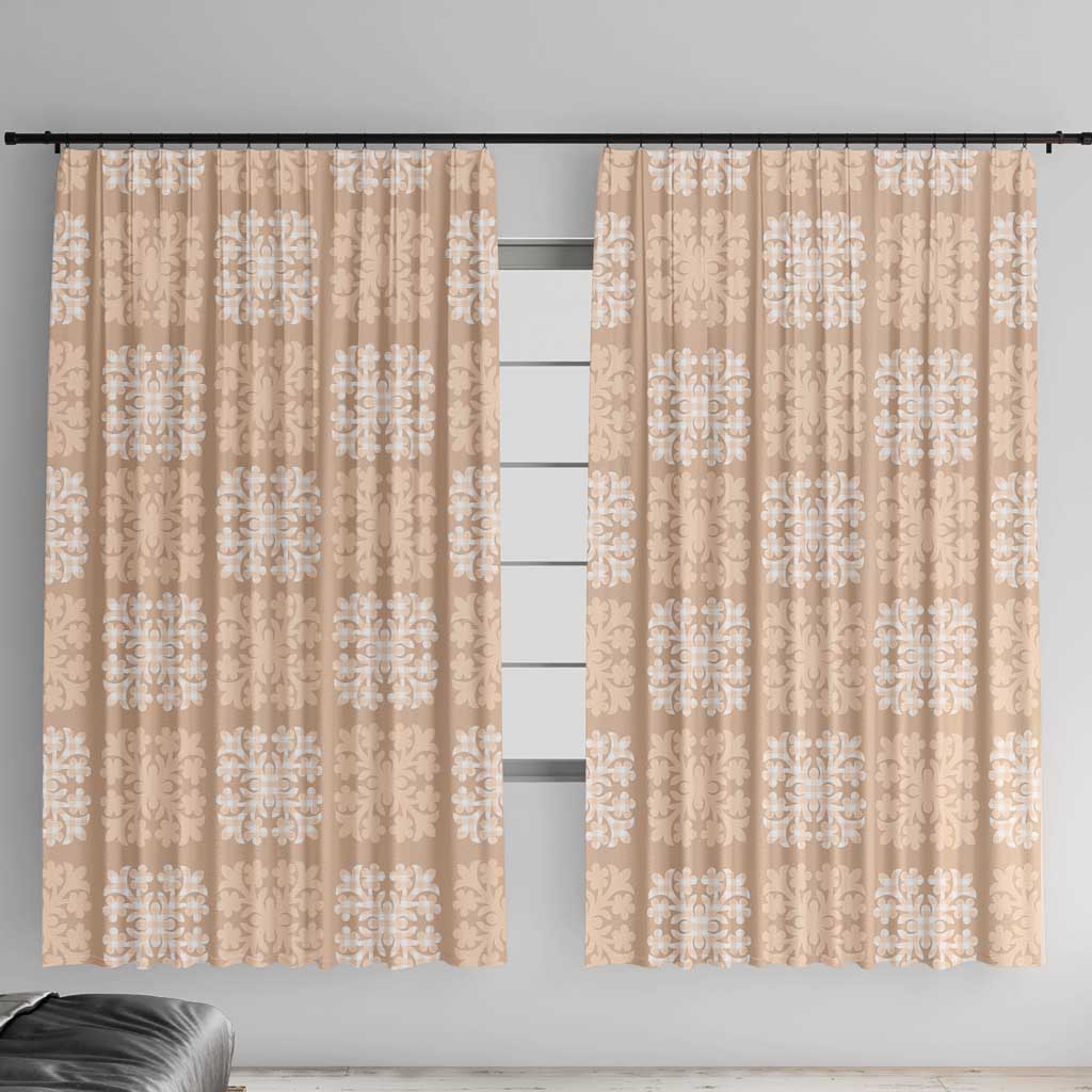Beige Palaka Quilt Hawaii Window Curtain Traditional Hawaii-plaid Pattern - Polynesian Pride