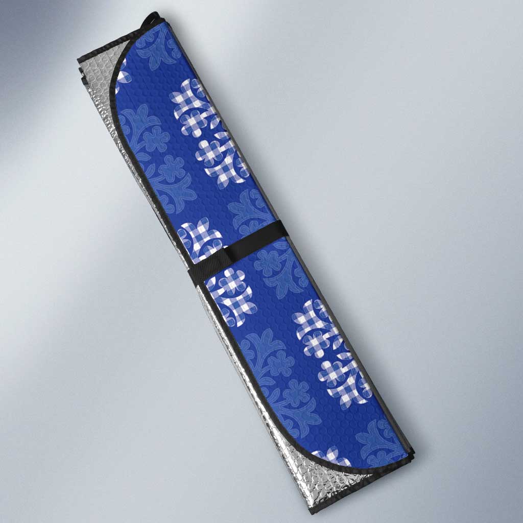 Royal Blue Palaka Quilt Hawaii Auto Sun Shade Traditional Hawaii-plaid Pattern - Polynesian Pride