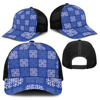 Royal Blue Palaka Quilt Hawaii Baseball Net Cap Traditional Hawaii-plaid Pattern - Polynesian Pride