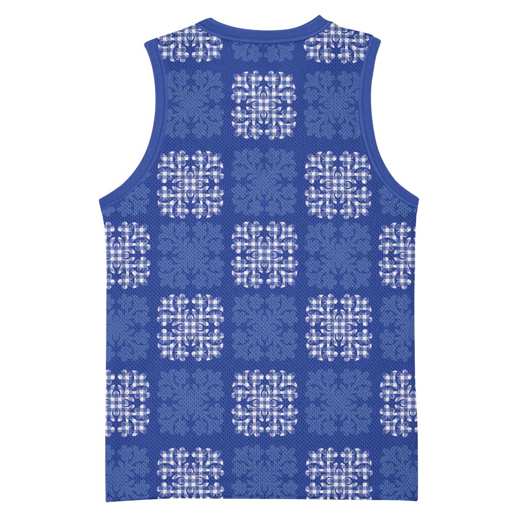 Royal Blue Palaka Quilt Hawaii Basketball Jersey Traditional Hawaii-plaid Pattern - Polynesian Pride