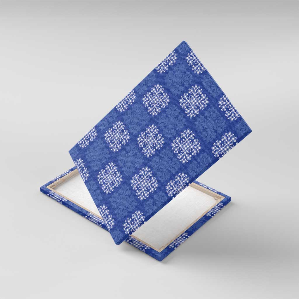 Royal Blue Palaka Quilt Hawaii Canvas Wall Art Traditional Hawaii-plaid Pattern - Polynesian Pride