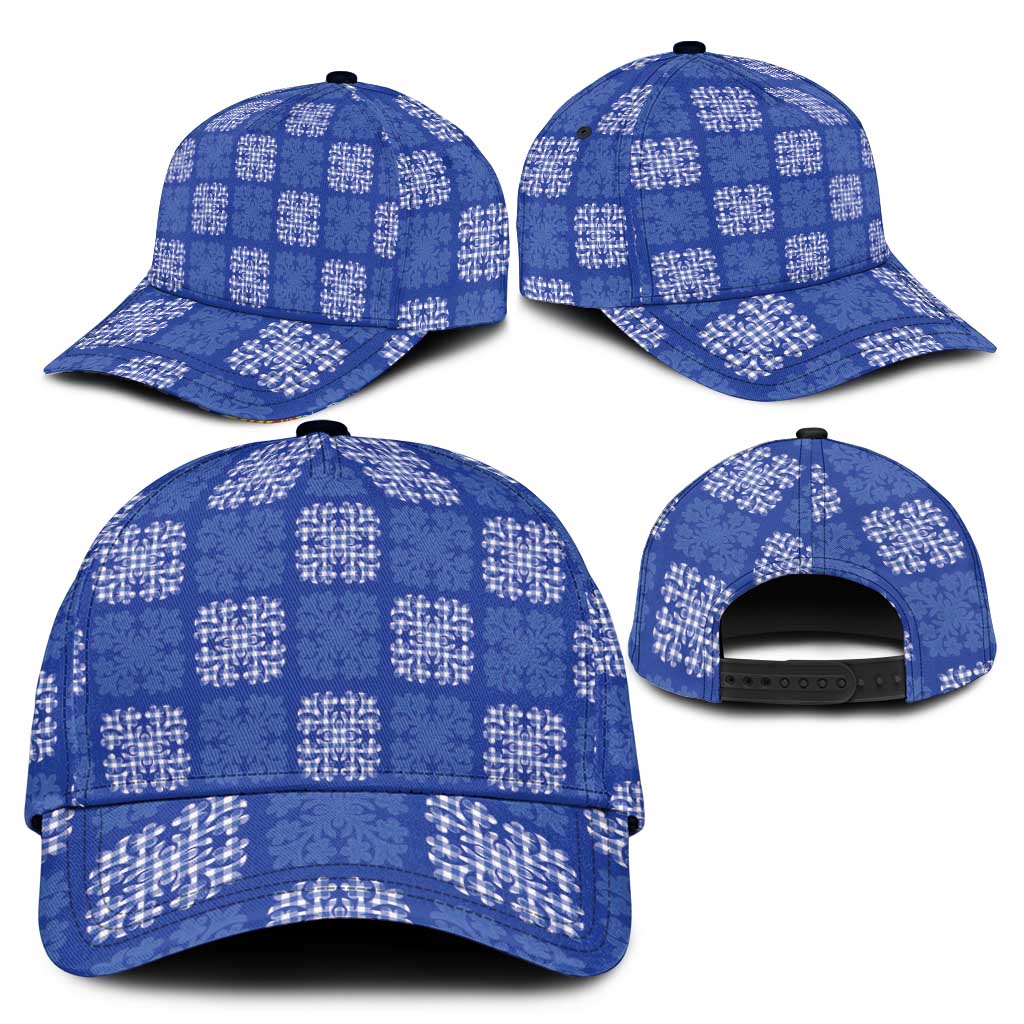 Royal Blue Palaka Quilt Hawaii Classic Cap Traditional Hawaii-plaid Pattern - Polynesian Pride