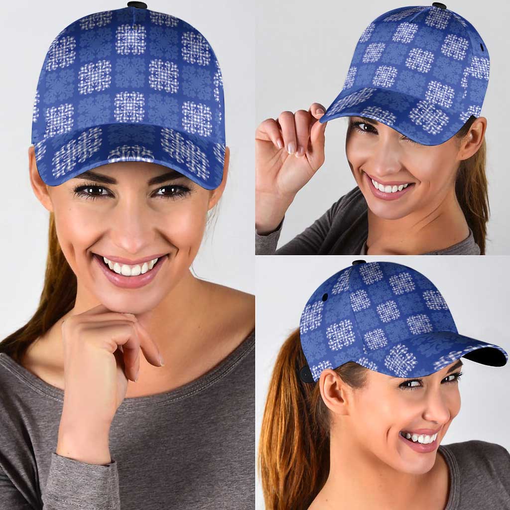 Royal Blue Palaka Quilt Hawaii Classic Cap Traditional Hawaii-plaid Pattern - Polynesian Pride