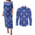 Royal Blue Palaka Quilt Hawaii Couples Matching Puletasi and Long Sleeve Button Shirt Traditional Hawaii-plaid Pattern - Polynesian Pride