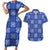 Royal Blue Palaka Quilt Hawaii Couples Matching Short Sleeve Bodycon Dress and Hawaiian Shirt Traditional Hawaii-plaid Pattern - Polynesian Pride
