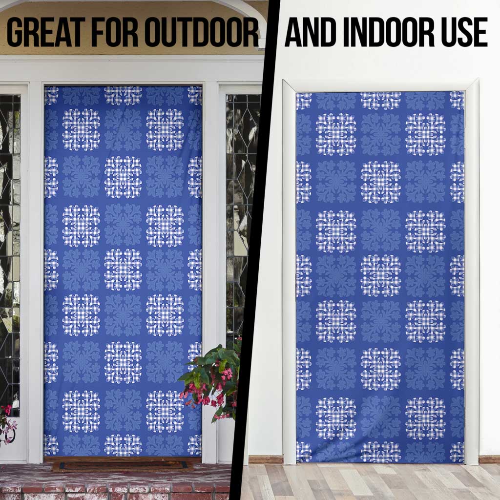 Royal Blue Palaka Quilt Hawaii Door Cover Traditional Hawaii-plaid Pattern - Polynesian Pride