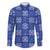 Royal Blue Palaka Quilt Hawaii Family Matching Off The Shoulder Long Sleeve Dress and Hawaiian Shirt Traditional Hawaii-plaid Pattern - Polynesian Pride