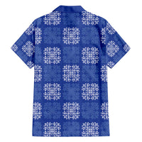 Royal Blue Palaka Quilt Hawaii Family Matching Off Shoulder Maxi Dress and Hawaiian Shirt Traditional Hawaii-plaid Pattern - Polynesian Pride