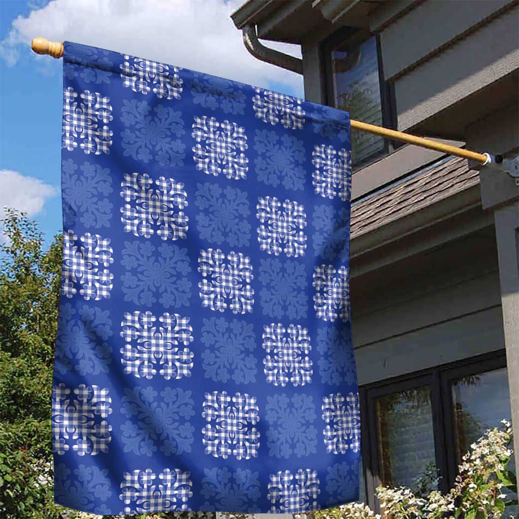 Royal Blue Palaka Quilt Hawaii Garden Flag Traditional Hawaii-plaid Pattern - Polynesian Pride