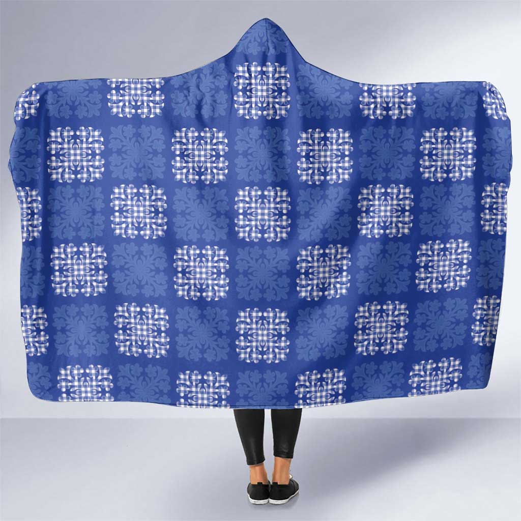 Royal Blue Palaka Quilt Hawaii Hooded Blanket Traditional Hawaii-plaid Pattern - Polynesian Pride