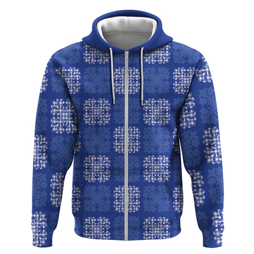 Royal Blue Palaka Quilt Hawaii Hoodie Traditional Hawaii-plaid Pattern - Polynesian Pride