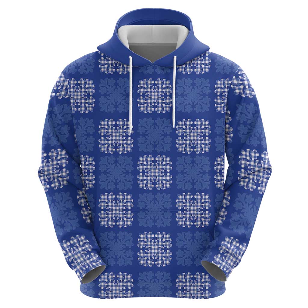 Royal Blue Palaka Quilt Hawaii Hoodie Traditional Hawaii-plaid Pattern - Polynesian Pride