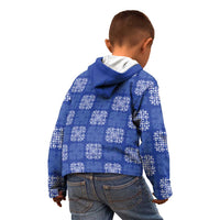 Royal Blue Palaka Quilt Hawaii Kid Hoodie Traditional Hawaii-plaid Pattern - Polynesian Pride