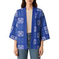 Royal Blue Palaka Quilt Hawaii Kimono Traditional Hawaii-plaid Pattern - Polynesian Pride