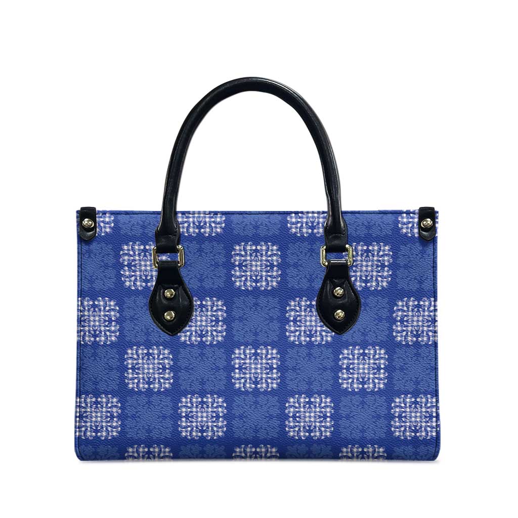 Royal Blue Palaka Quilt Hawaii Leather Bag Traditional Hawaii-plaid Pattern - Polynesian Pride