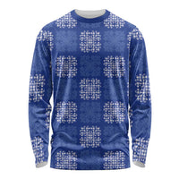 Royal Blue Palaka Quilt Hawaii Long Sleeve Shirt Traditional Hawaii-plaid Pattern - Polynesian Pride