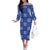 Royal Blue Palaka Quilt Hawaii Off The Shoulder Long Sleeve Dress Traditional Hawaii-plaid Pattern - Polynesian Pride