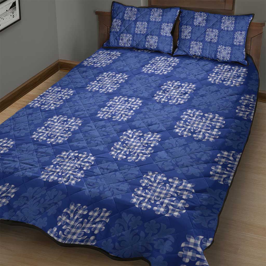 Royal Blue Palaka Quilt Hawaii Quilt Bed Set Traditional Hawaii-plaid Pattern - Polynesian Pride