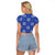 Royal Blue Palaka Quilt Hawaii Raglan Cropped T Shirt Traditional Hawaii-plaid Pattern - Polynesian Pride
